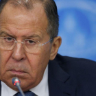 El ministro de Exteriores ruso Lavrov durante su rueda de prensa.-IVAN SEKRETAREV / AP