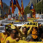 Manifestación a favor de la libertad de los presos independentistas, el pasado 15 de abril en Barcelona-MANU FERNANDEZ