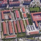 Imagen aérea del parque de Artillería y del cuartel Diego Porcelos, en la capital burgalesa.-ECB