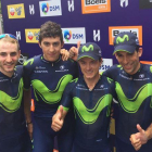 Carlos Barbero (izquierda) junto a sus compañeros de Movistar.-@Movistar_Team