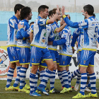 Los jugadores de la Arandina festejan la consecución del primer tanto frente a la Peña Sport-Alberto Calvo