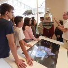 Un grupo de visitantes en la zona del Museo de la Evolución dedicada al cerebro humano,