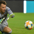 Neto detiene un balón en el partido del Barça contra el Nápoles en Miami.-USA TODAY