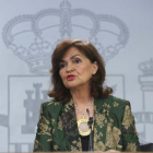 Carmen Calvo, en la rueda de prensa posterior al consejo de Ministros.-DAVID CASTRO