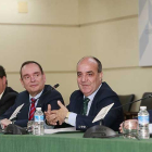 Germán Martínez, Ramón Sobremonte, Pedro Medina y Javier Leal ayer en el Aula Agraria de Caja Rural.-RAÚL G. OCHOA