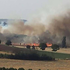 Incendio en la localidad ribereña de Valdezate.-ECB