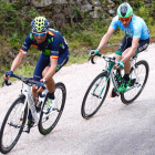 Valverde, vencedor de la ronda, y el burgalés Carlos Barbero, en plena acción en la segunda etapa-@PhotoGomezSport