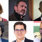 Los nuevos miembros de la Mesa del Parlament: Alba Vergés (arriba a la izquierda), Eusebi Campdepadrós, Joan García, David Pérez, José María Espejo-Saavedra y Josep Costa (abajo a la derecha).-/ EL PERIÓDICO