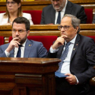 Pere Aragonès y Quim Torra, en el Parlament.-EUROPA PRESS