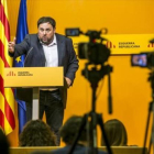 Junqueras, en rueda de prensa tras la reunión de la ejecutiva de ERC.-JOAN PUIG