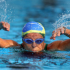 Nora Rónai durante los Campeonatos Mundiales de Natación para Veteranos, en el 2014.-BBC