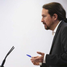 Pablo Iglesias, tras su reunión con el Rey.-DAVID CASTRO