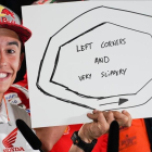 El pícaro Marc Márquez (Honda) ha mostrado hoy, en Spielberg (Austria), su circuito ideal: todas las curvas de izquierdad y resbaladizo. /-ALEJANDRO CERESUELA