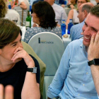 Soraya Sáenz de Santamaría y Pablo Casado, en la cena del grupo parlamentario del PP. /-EFE / DAVID MUDARRA