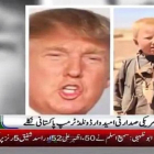 Imagen de la televisión paquistaní Neo con la supuesta foto de Trump de niño en Pakistán.-