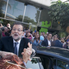 El presidente del Gobierno y candidato a la reelección por el PP, Mariano Rajoy, durante el mitin celebrado hoy en Alicante.-