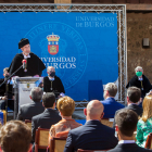 Un momento del discurso del rector, Manuel Pérez Mateos, en el acto de inauguración oficial del curso. TOMÁS ALONSO