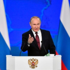 Vladimir Putin pronuncia su discurso anual sobre el estado de la Nación en Moscú.-ALEXANDER NEMENOV