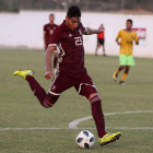 Diosbert Rivero en un encuentro con la selección de Venezuela sub 20.-