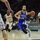 Sergio Rodríguez, con la camiseta de los Sixers.-JOHN GELIEBTER / USATODAY SPORTS