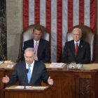 El primer ministro israelí, Binyamin Netanyahu, en su discurso ante el Congreso de EEUU.-Foto:  AFP / MANDEL NGAN