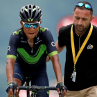 Nairo Quintana, tras cruzar la meta en Peyragudes.-REUTERS / BENOIT TESSIER