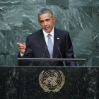 El presidente de EEUU, Barack Obama, se dirige a la Asamblea General de la ONU.-AFP / JOHN MOORE
