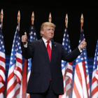 Donald Trump, durante su discurso de aceptación de la nominación republicana, en la convención de Cleveland.-EFE / MICHAEL REYNOLDS