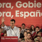 Pedro Sánchez, el pasado miércoles en un mitin en Valencia.-MIGUEL LORENZO