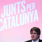 Carles Puigdemont presenta la lista de Junts per Catalunya en un hotel de Brujas (Bélgica).-AFP