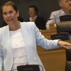 La candidata de Geroa Bai a la presidencia de Navarra, Uxue Barkos, este lunes, 20 de julio, en el debate de investidura.-Foto: EFE / VILLAR LÓPEZ