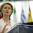 Ursula von der Leyen durante su discurso en el Parlamento Europeo, en Estrasburgo.-JEAN-FRANÇOIS BADIAS (AP)