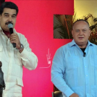Nicolás Maduro y Diosdado Cabello en su aparición de ayer en la televisión estatal venezolana.-PRESIDENCIA