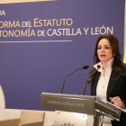 Las Cortes de Castilla y León celebran la jornada 'La reforma del Estatuto de Autonomía de Castilla y León'. En la imagen la presidenta de las Cortes, Silvia Clemente, al comienzo de las jornadas-ICAL