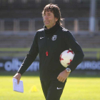 Patxi Salinas surante un entrenamiento en El Plantío.-RAÚL G. OCHOA