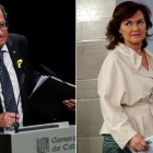 Quim Torra y Carmen Calvo.-ALBERT GEA / CHEMA MOYA (EFE)