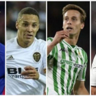 Messi (Barça), Rodrigo (Valencia), Canales (Betis) y Benzema (Real Madrid).-EL PERIÓDICO
