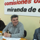 Francisco González, en el centro, durante la rueda de prensa de ayer.-CCOO