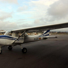 Una de las avionetas que utilizan los alumnos de la escuela de formación del Aeroclub Barcelona-Sabadell.-MARÍA BELMEZ / ACN