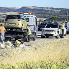Imagen del accidente registrado el pasado 22 de agosto en la carretera de Soria en el que fallecieron tres personas.-ICAL