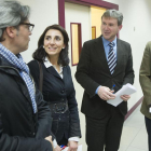 Jesús Ortego y Gloria Bañeres, de Ciudadanos, y Javier Lacalle junto a Salvador de Foronda (PP).-ISRAEL L. MURILLO