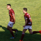 Abel Suárez celebra uno de los goles que marcó con el Pontevedra.-