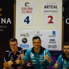 Vedriel, Pinho y Ausín celebran la victoria lograda ante el Arteal de Santiago.-BURGOS TM