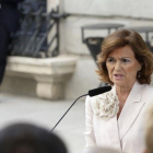Carmen Calvo, en el Congreso, el segundo día del debate de investidura de Pedro Sánchez.-DAVID CASTRO