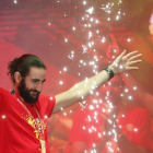 Ricky Rubio, el pasado lunes 16, celebrando el triunfo de la selección en Madrid.-AP / BERNAT ARMANGE