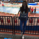 Celia Antón en la grada del polideportivo de Gallur sede del Nacional absoluto.-