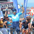 Carlos Barbero entra vencedor en la meta de Clunia en 2018-Santi Otero