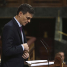 El presidente del Gobierno, Pedro Sánchez, en la sesión plenaria del Congreso de la pasada semana-/ DAVID CASTRO