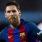 Messi celebra un gol en el último partido de Liga frente al Sevilla.-JORDI COTRINA