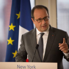François Hollande, durante una rueda de prensa sobre Siria, el lunes en Nueva York.-AP / KEVIN HAGEN